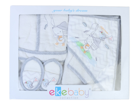 ست حوله نوزادی پسرانه 4 تکه اکه بیبی eke baby جعبه دار