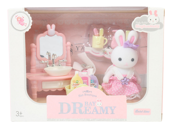 عروسک خرگوش کوچولوی فانتزی همراه با لوازم روشویی اسباب بازی