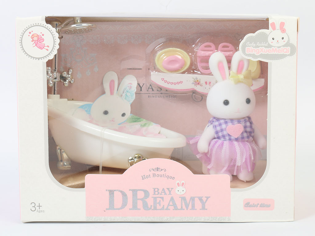 عروسک خرگوش کوچولوی فانتزی همراه با وان اسباب بازی