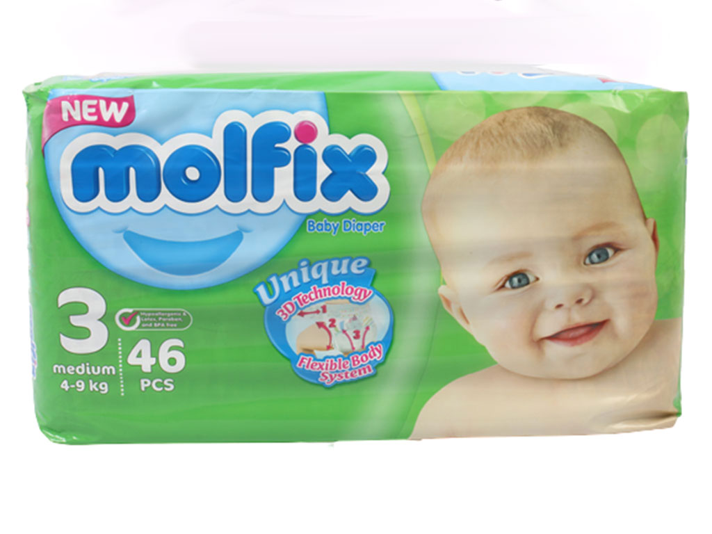 پوشک سایز 3 مولفیکس molfix بسته 46 عددی