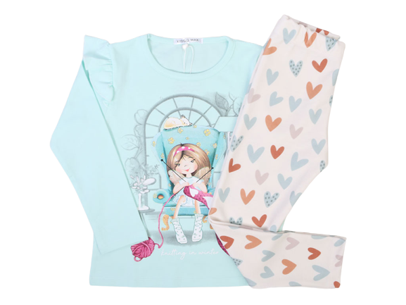 بلوز و ساق راحتی دخترانه  طرح دختر کیدومکس kido max