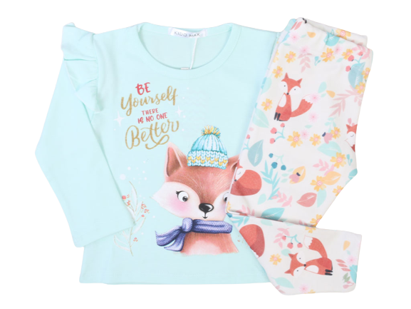 بلوز و ساق راحتی دخترانه  طرح روباه کیدومکس kido max