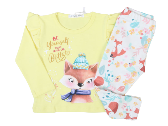 بلوز و ساق راحتی دخترانه  طرح روباه کیدومکس kido max