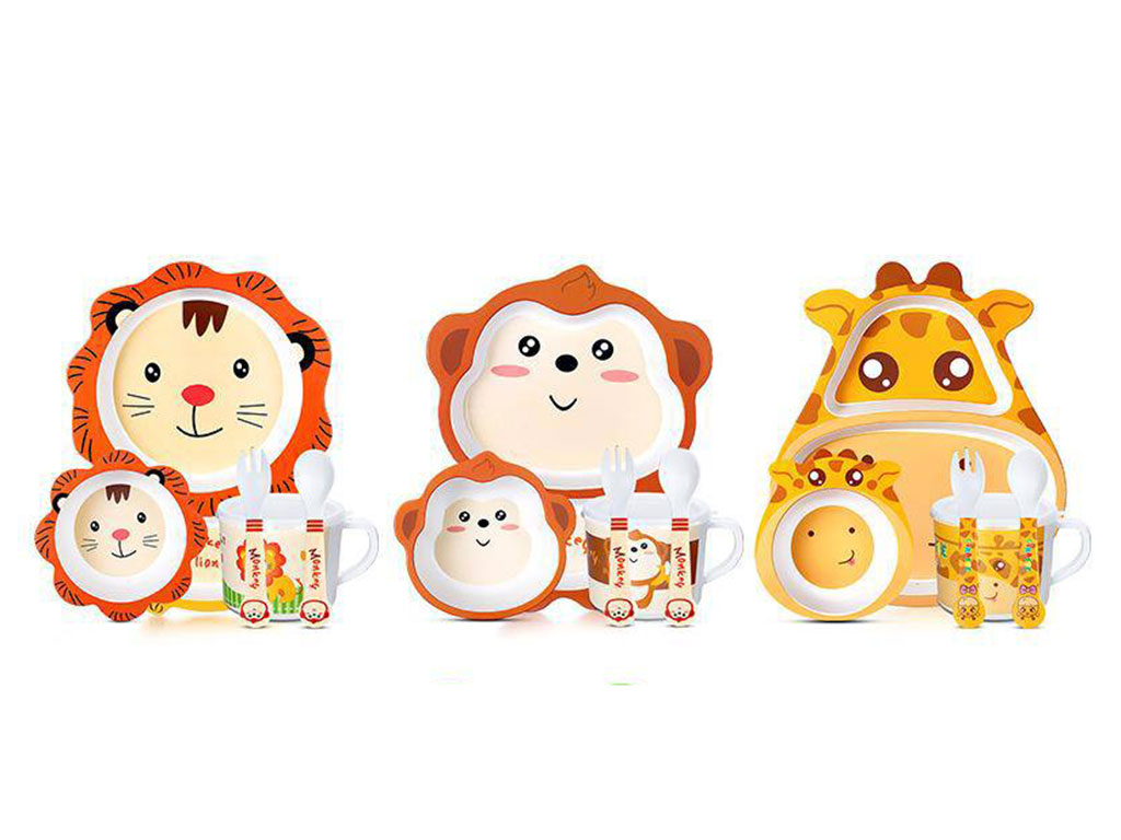 ست ظروف غذا خوری نوزاد و کودک 5 تکه بامبو اکو eco