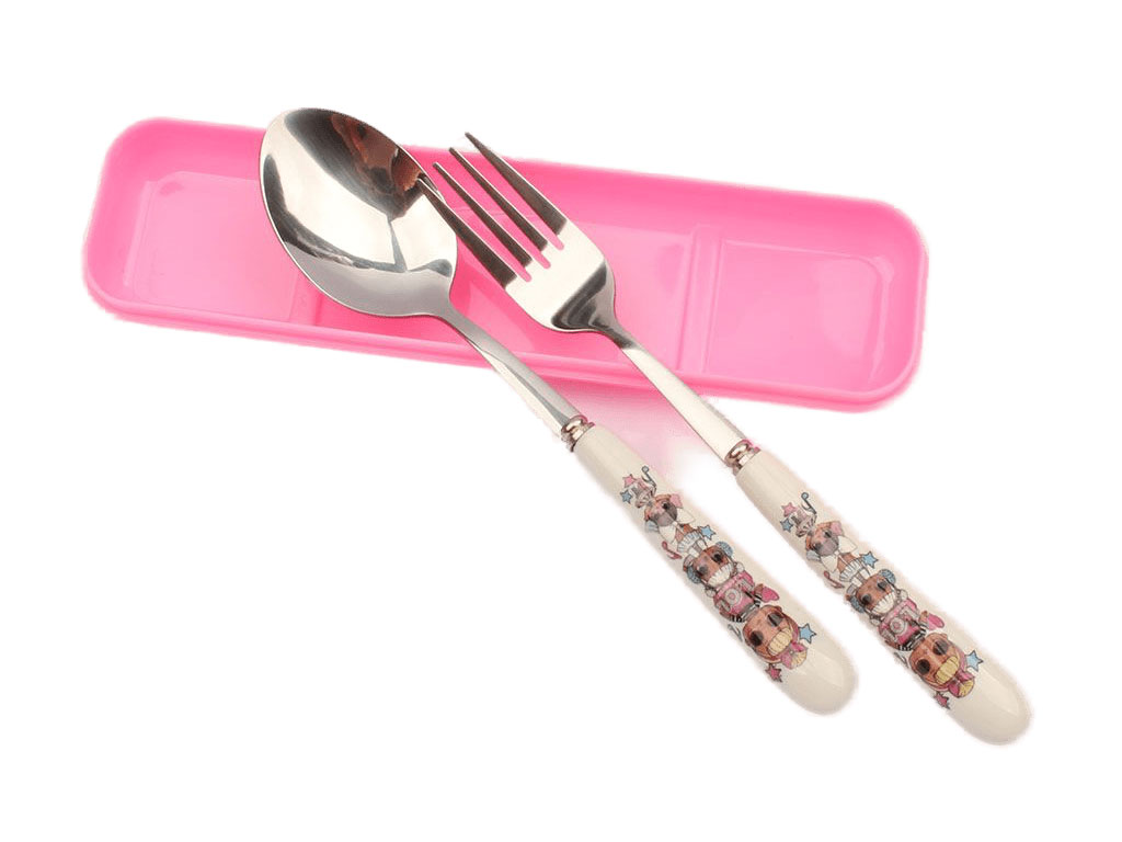 ست قاشق و چنگال دخترانه دسته سرامیکی طرح LOL