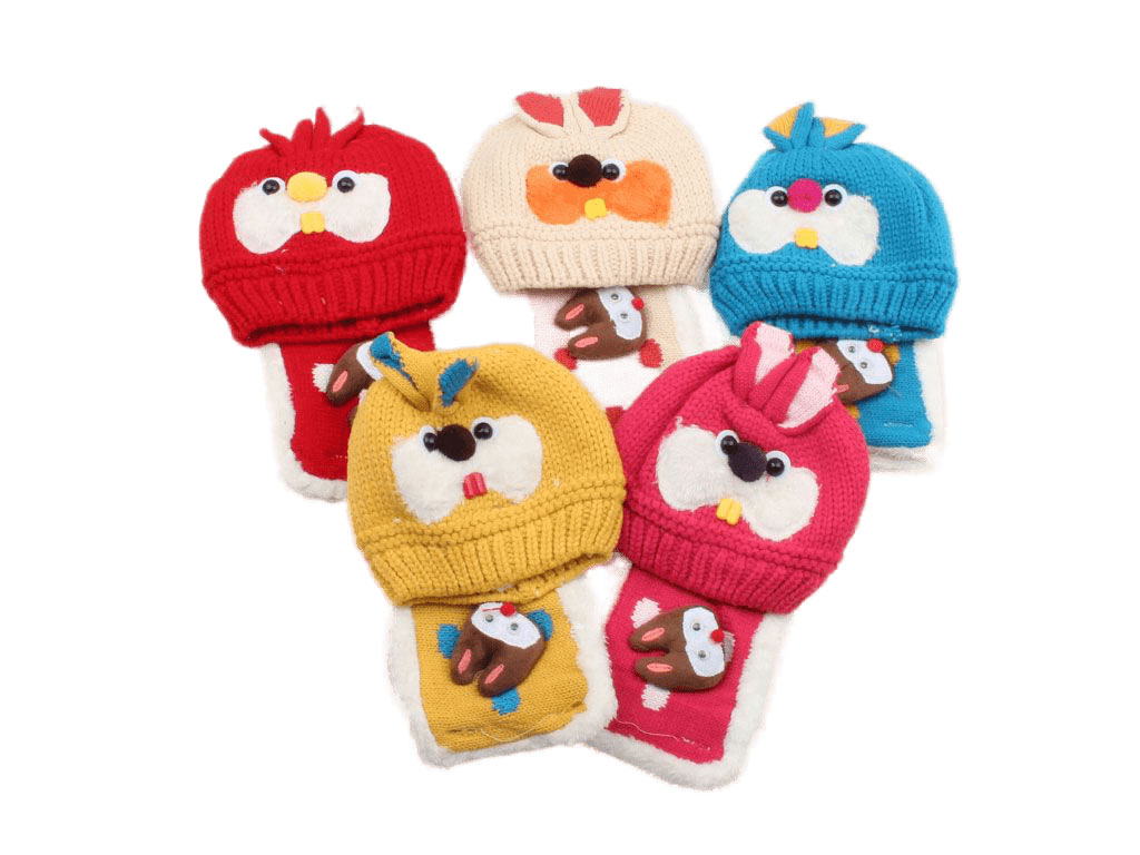 کلاه و شال دورگردنی دکمه دار طرح خرگوش (4-1 سال)