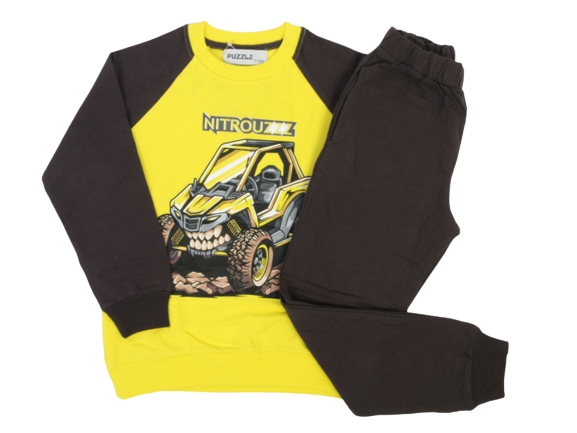 بلوز و شلوار پسرانه طرح ماشین پازل puzzle