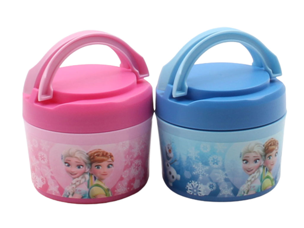 ظرف غذای استیل گرد دسته دار دخترانه فروزن (سایز کوچک)