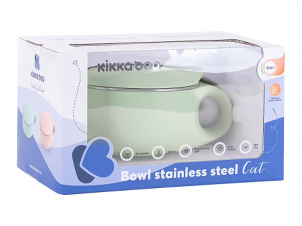 ظرف نگهدارنده غذای نوزاد و کودک داخل استیل مدل cat کیکابو kikka boo