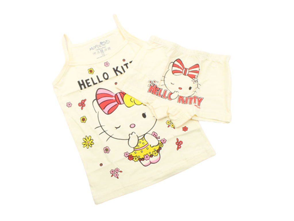 ست زیرپوش و شورت پادار هلوکیتی لیمویی رنگ
