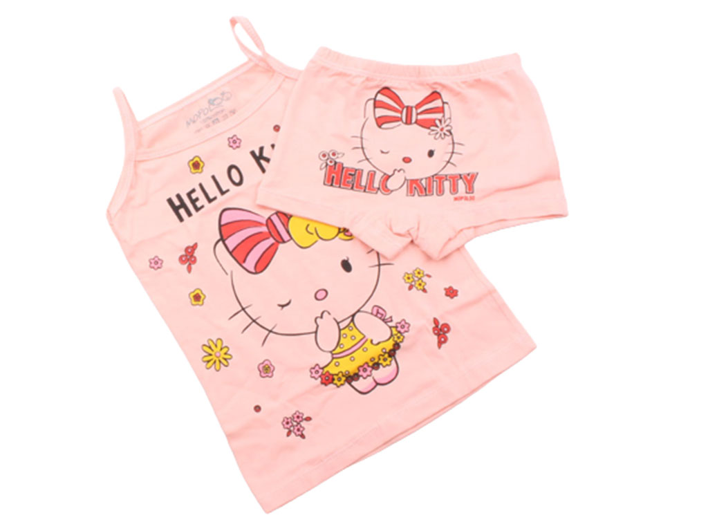 ست زیرپوش و شورت پادار هلوکیتی گلبهی رنگ