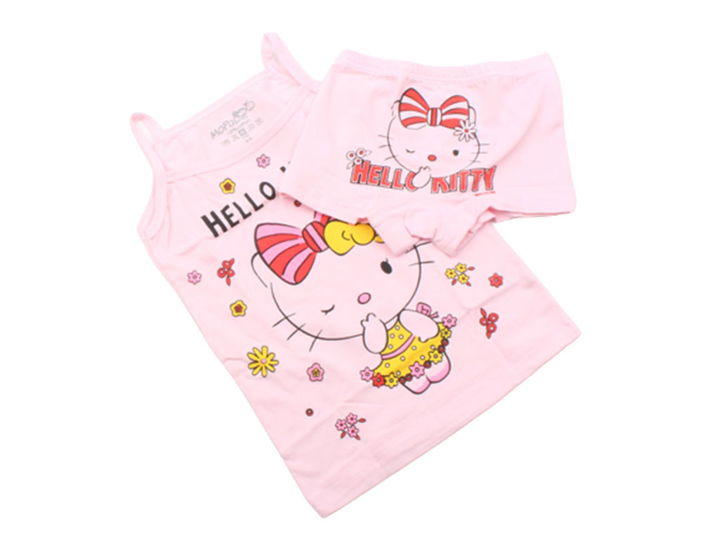 ست زیرپوش و شورت پادار هلوکیتی صورتی رنگ