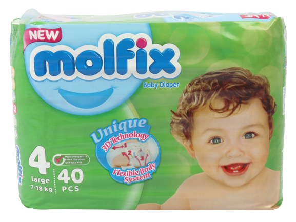 پوشک سایز 4 مولفیکس molfix بسته 40 عددی