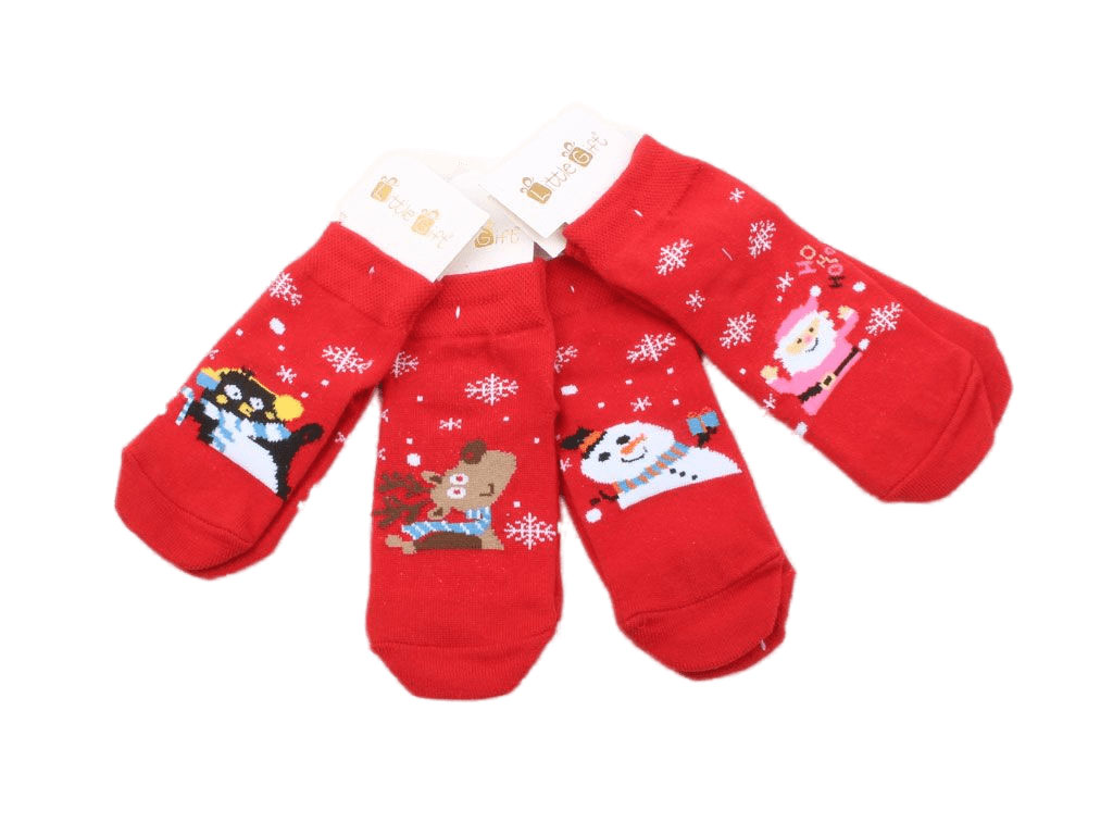 جوراب استپ دار طرح کریسمس(8-10 سال)