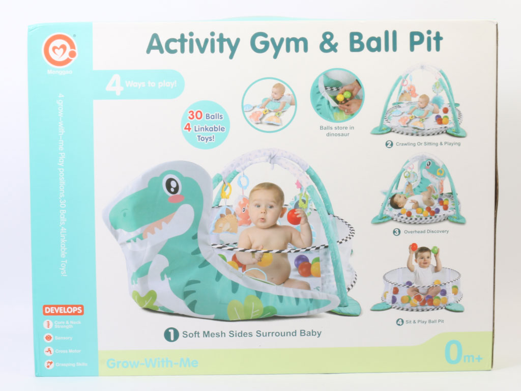 تشک بازی نوزادی چندکاره و استخر توپ طرح دایناسور مدل activity gym & ball pit