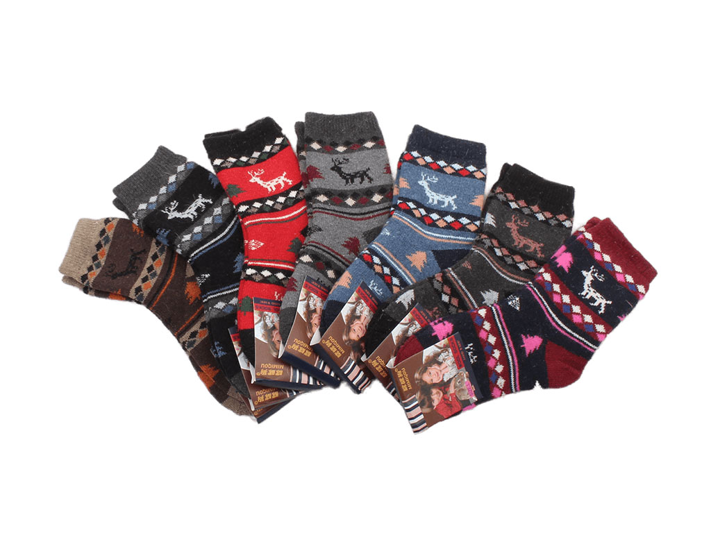 جوراب پشمی ساق دار طرح کریسمس (7 سال به بالا)