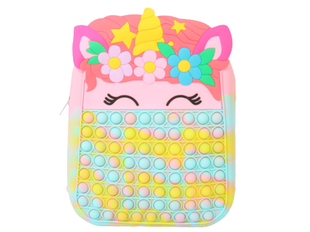 کوله پشتی سیلیکونی دخترانه مدل پاپ ایت طرح اسب تک شاخ