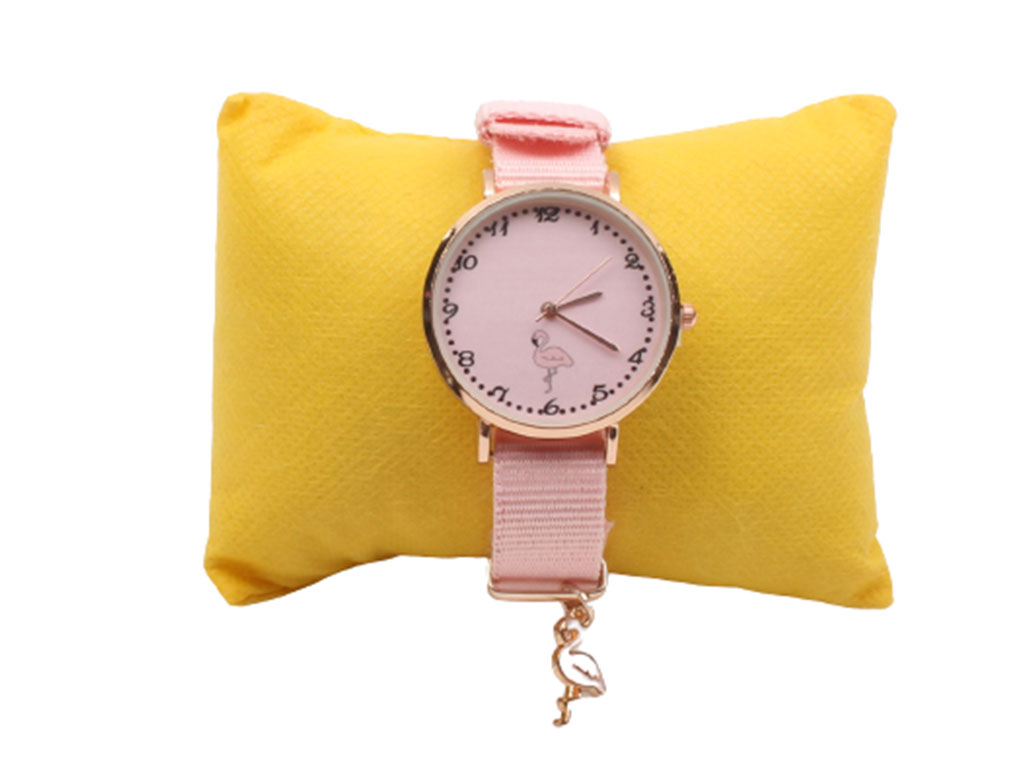 ساعت مچی آویز دار فلامینگو بند برزنتی