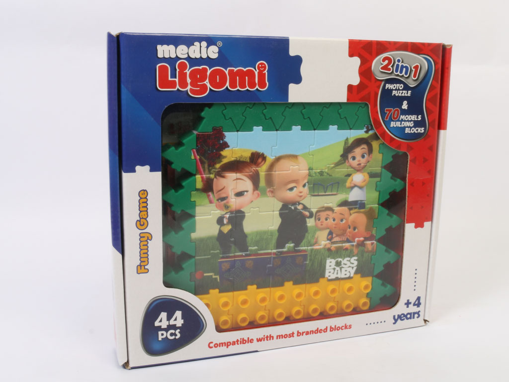 بلوک ساختنی و پازل 44 قطعه 70 مدل  مدیک لیگومی medic ligomi