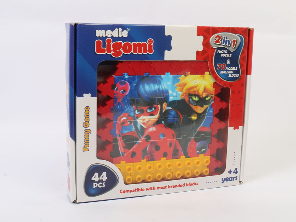بلوک ساختنی و پازل 44 قطعه 70 مدل  مدیک لیگومی medic ligomi