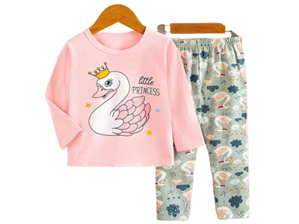 بلوز و شلوار راحتی دخترانه طرح قو