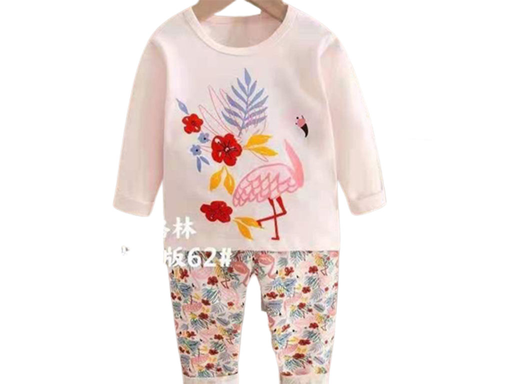 بلوز و شلوار راحتی دخترانه طرح فلامینگو