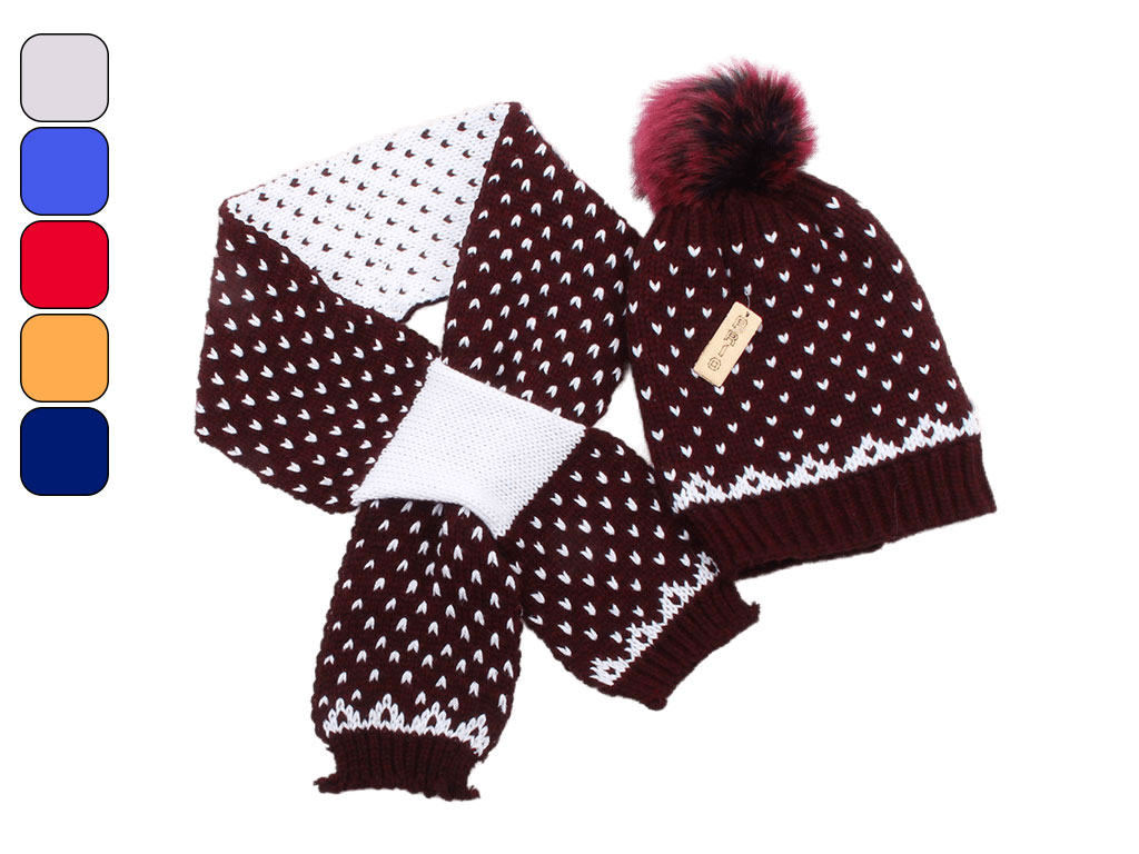 کلاه و شال گردن کرواتی توت فرنگی (8-4 سال)