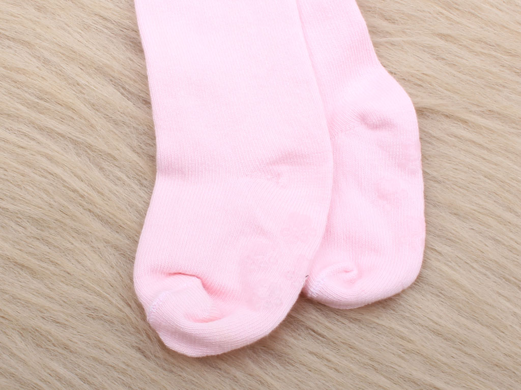 جوراب شلواری نوزادی استپ دار صورتی رنگ