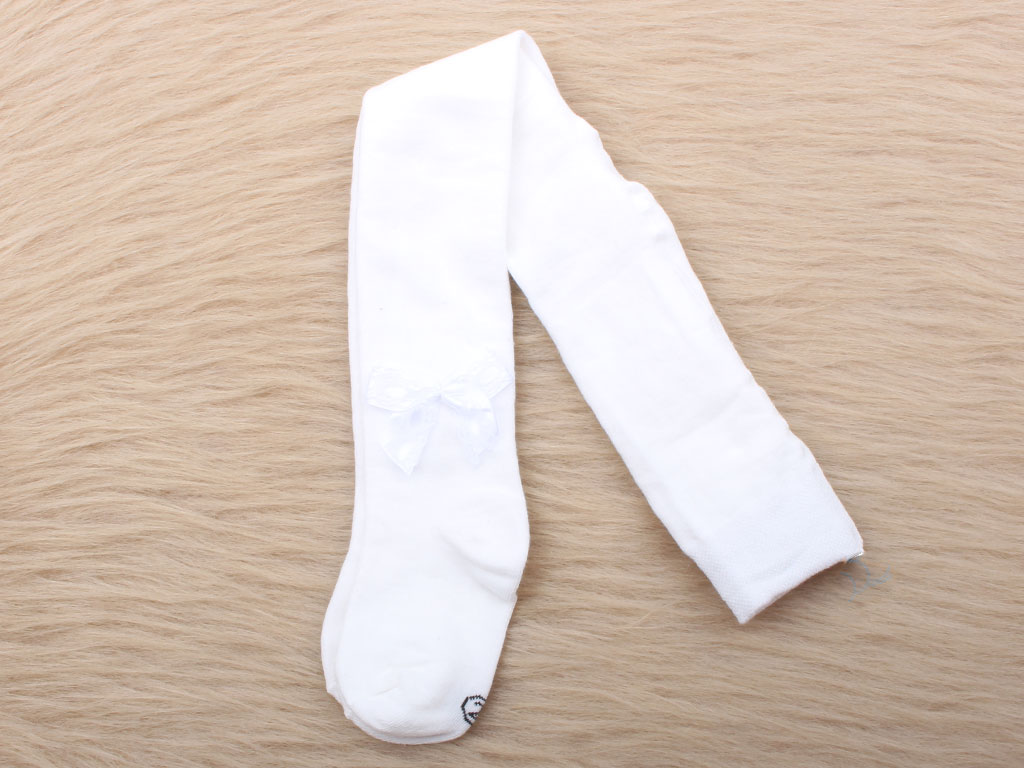 جوراب شلواری سفید پاپیونی