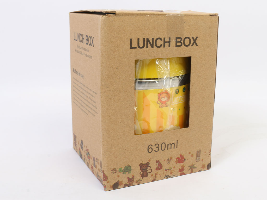ظرف غذای لانچ باکس داخل استیل و یک طبقه کودک مدل استوانه ای