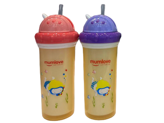 لیوان نی دار نوزادی دوجداره و ضدچکه 260 میلی لیتر مام لاو mumlove