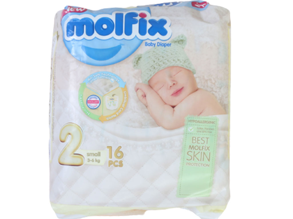 پوشک سایز 2 مولفیکس molfix بسته 16 عددی