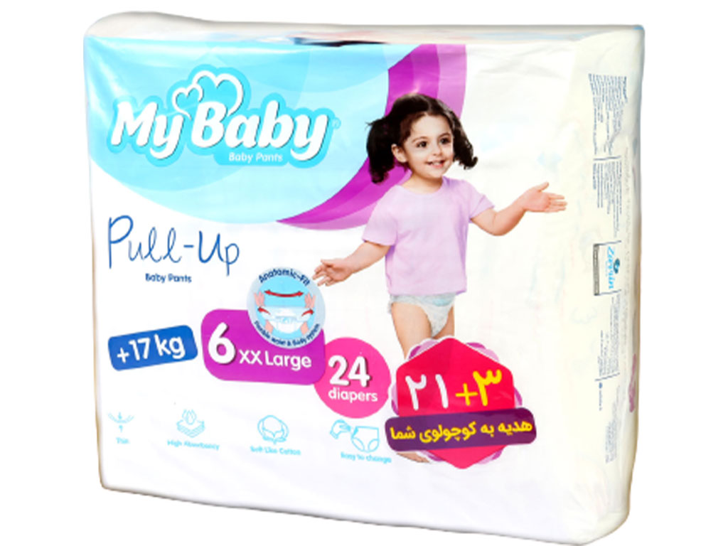 پوشک شورتی سایز 6 مای بیبی my baby بسته 24 عددی