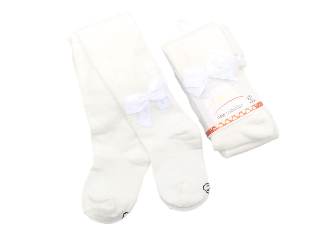 جوراب شلواری سفید پاپیونی