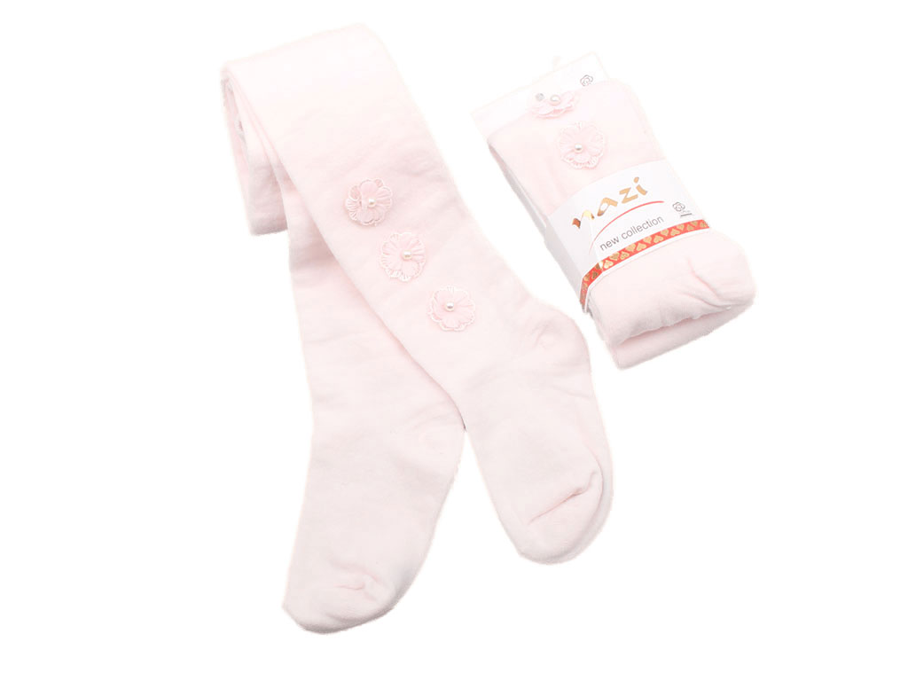 جوراب شلواری صورتی گل دار