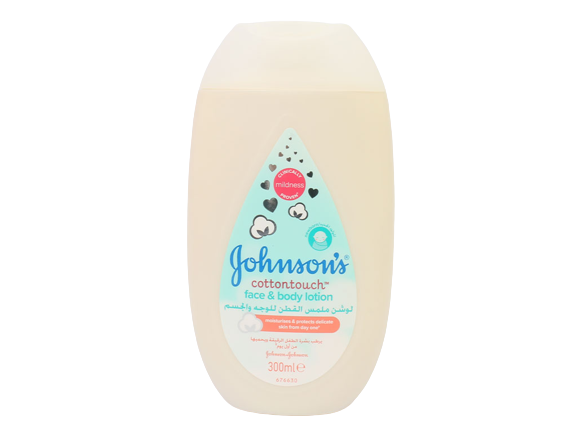 لوسیون صورت و بدن کودک 300 میل حاوی روغن پنبه دانه جانسون johnsons