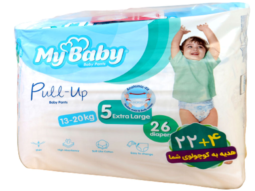 پوشک شورتی سایز 5 مای بیبی my baby بسته 26 عددی