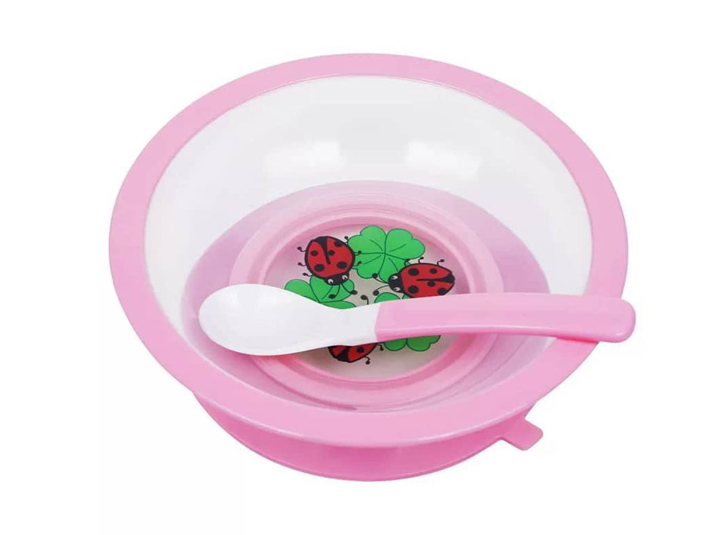 کاسه چسبان و قاشق نوزادی دخترانه سان دلایت sun delight