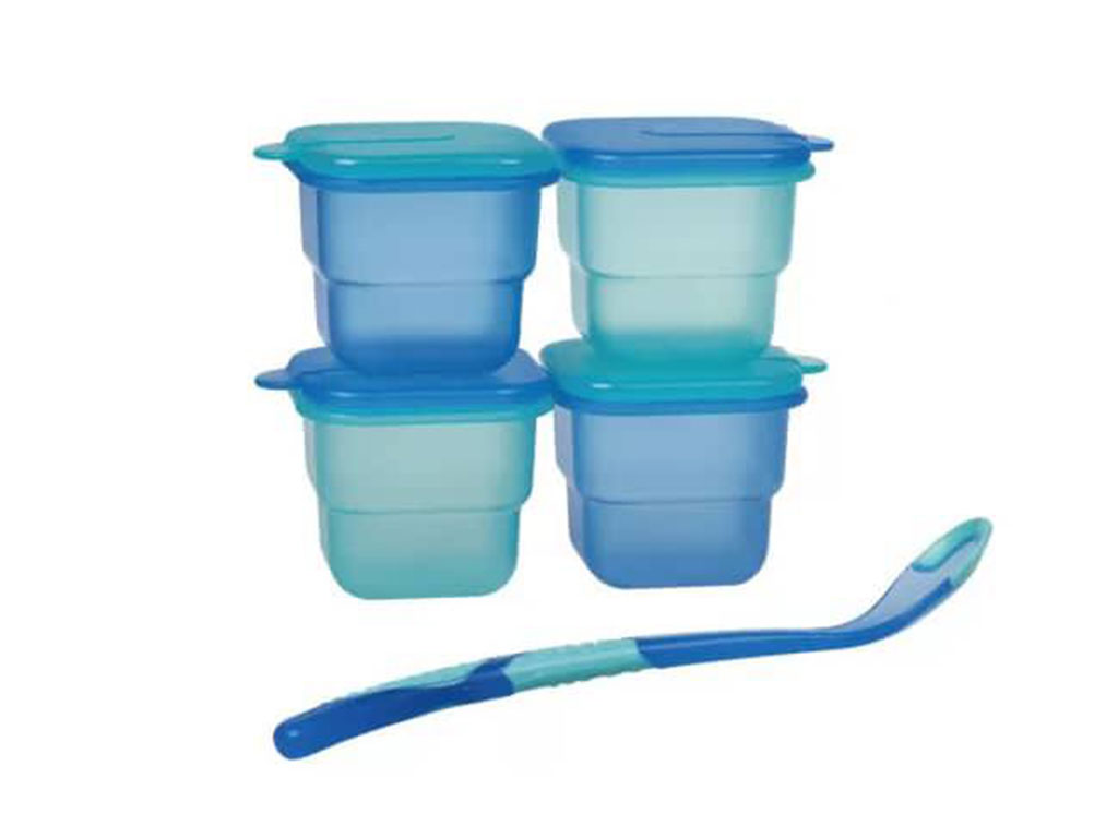 انبار غذای نوزادی پسرانه 4 عددی درب دار و قاشق سان دلایت sun delight