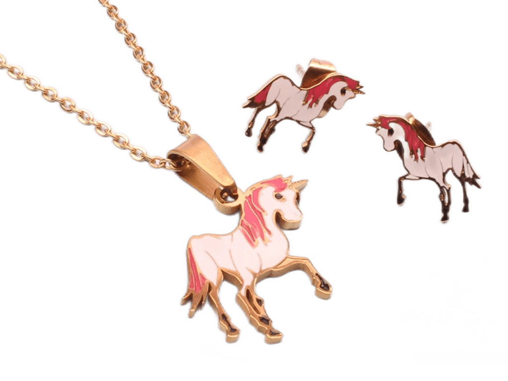 ست گردنبند و گوشواره اسب تک شاخ