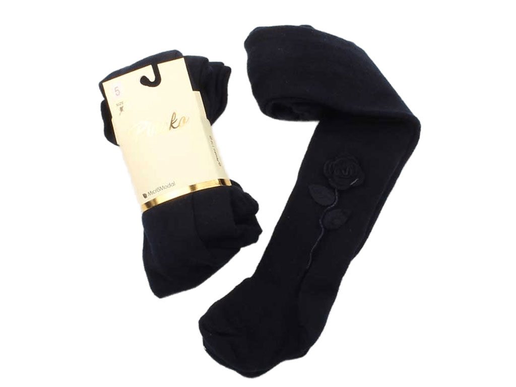 جوراب شلواری گل رز سرمه ای