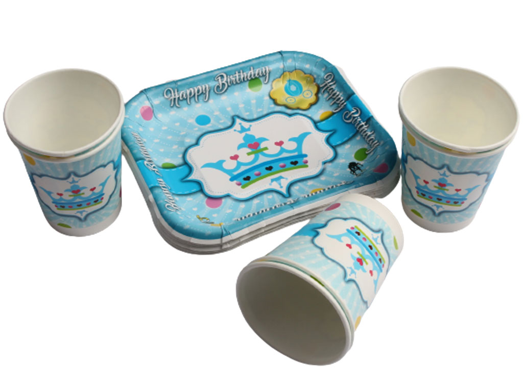 پیش دستی و لیوان 40 عددی تاج آبی