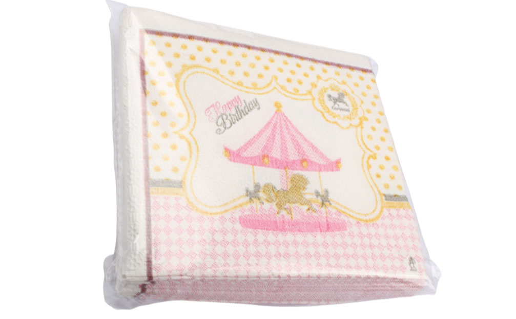 دستمال کاغذی تم کاروسل صورتی