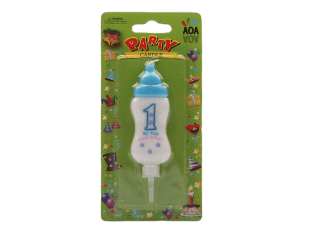 شمع تولد یک سالگی طرح شیشه شیر