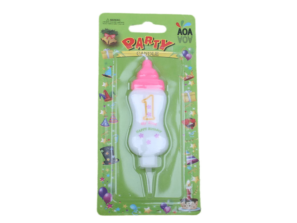 شمع تولد یک سالگی طرح شیشه شیر