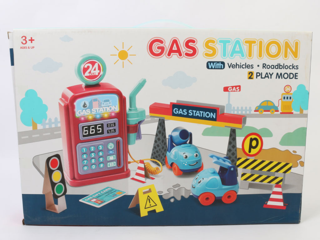 ایستگاه پمپ گاز موزیکال اسباب بازی همراه با کارت سوخت و ماشین راه سازی