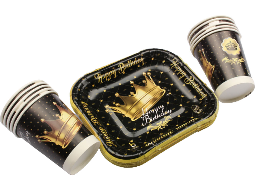 پیش دستی و لیوان 24 عددی تاج طلایی