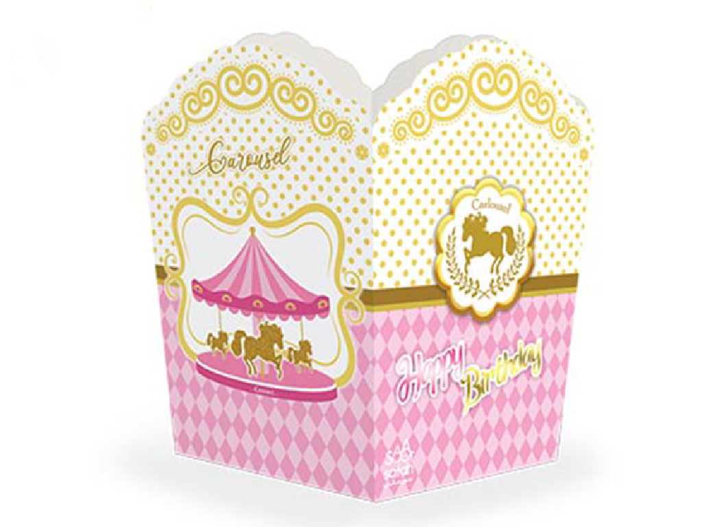 ظرف پاپ کورن تم کاروسل صورتی