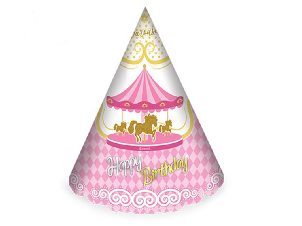 کلاه تولد تم کاروسل صورتی