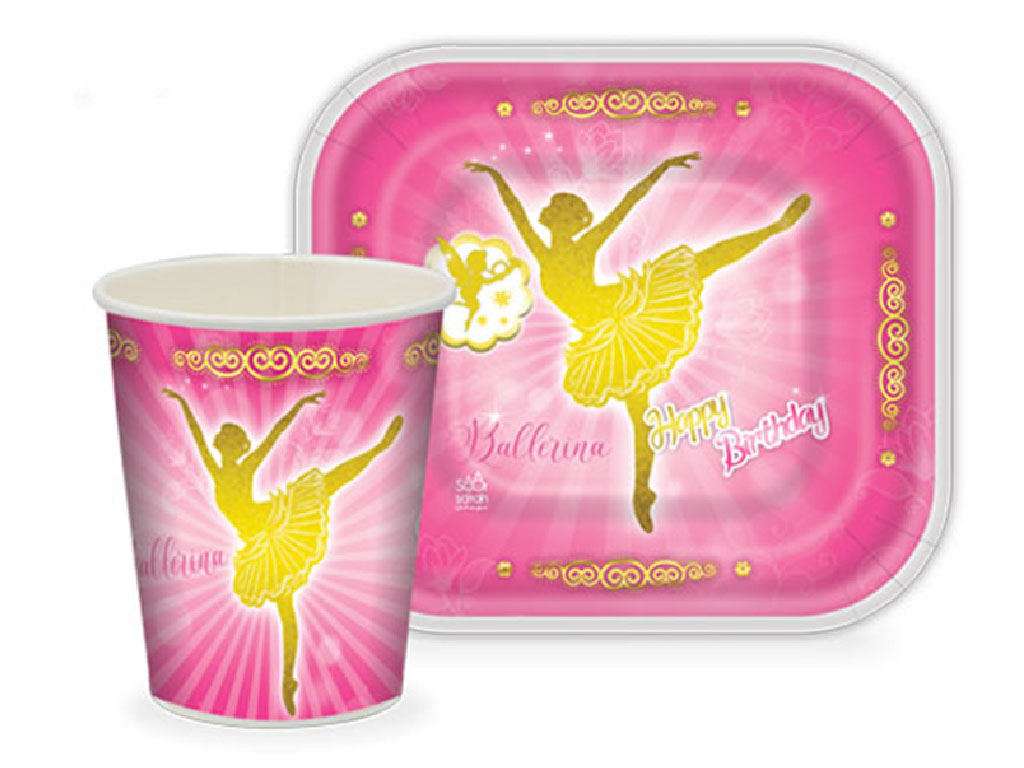 پیش دستی و لیوان 40 عددی تم بالرین